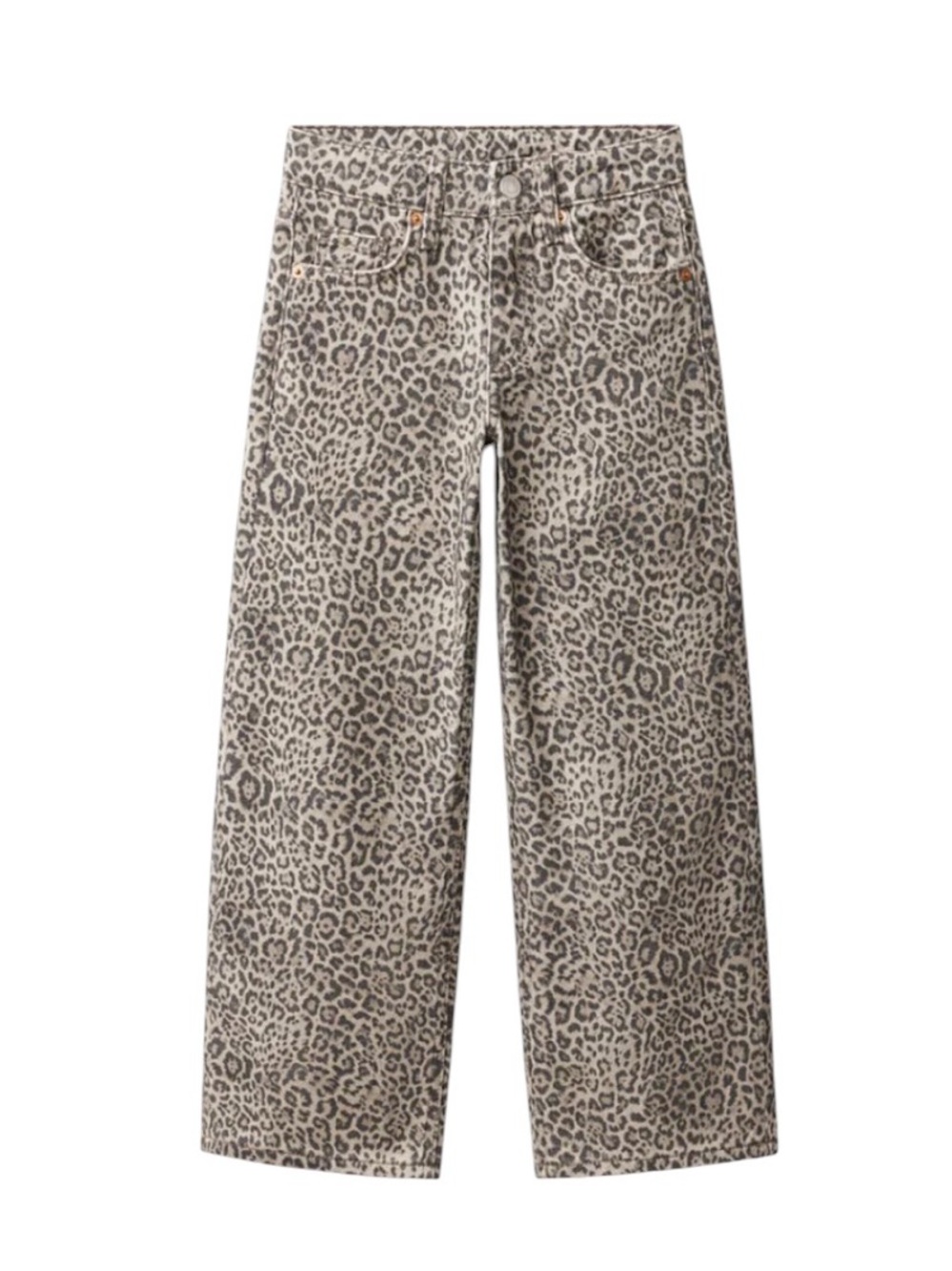 Zara wide leg high wide leopard print cotton jeans size 0 excellent condition